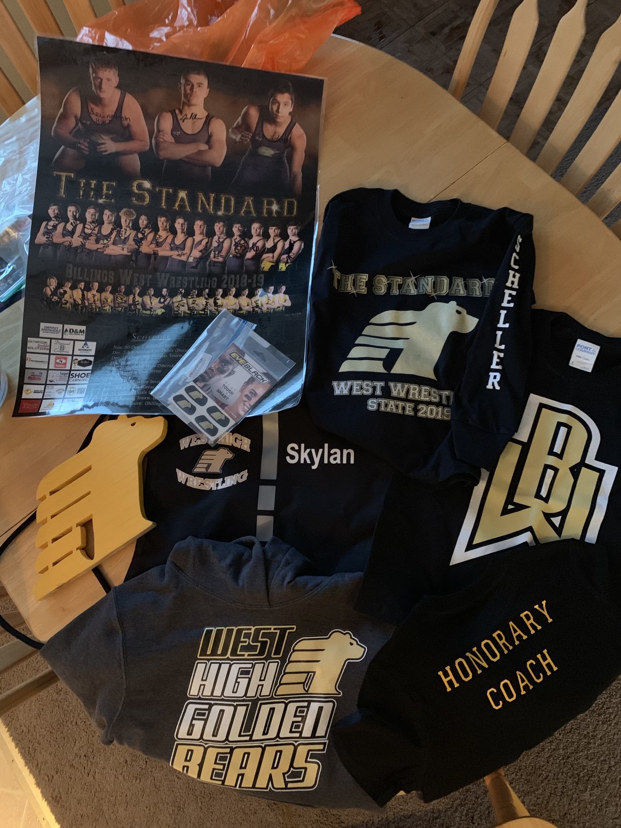 Gifts from the Billings West wrestlers